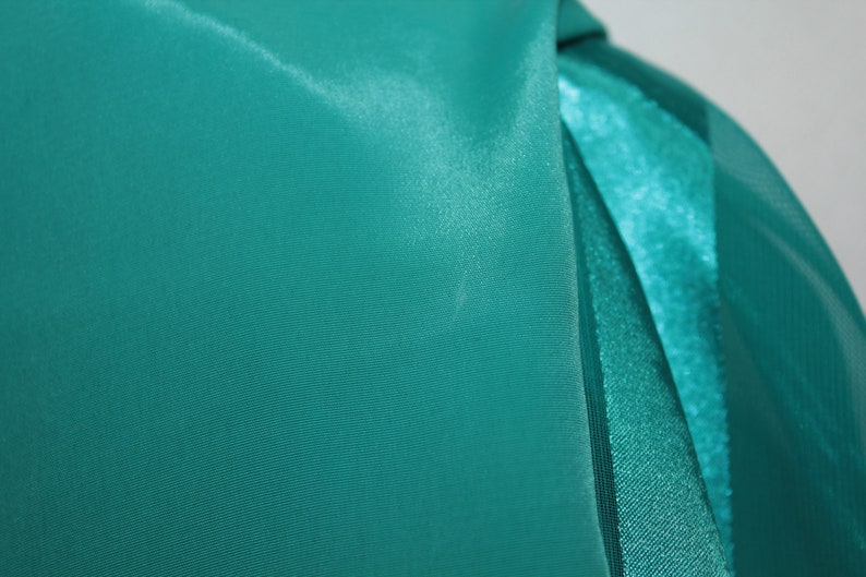 Vtg 80s Secretary Sheer Silky Turquoise Long Sleeve Pussy Bow Tie Office Blouse Shirt Top size L