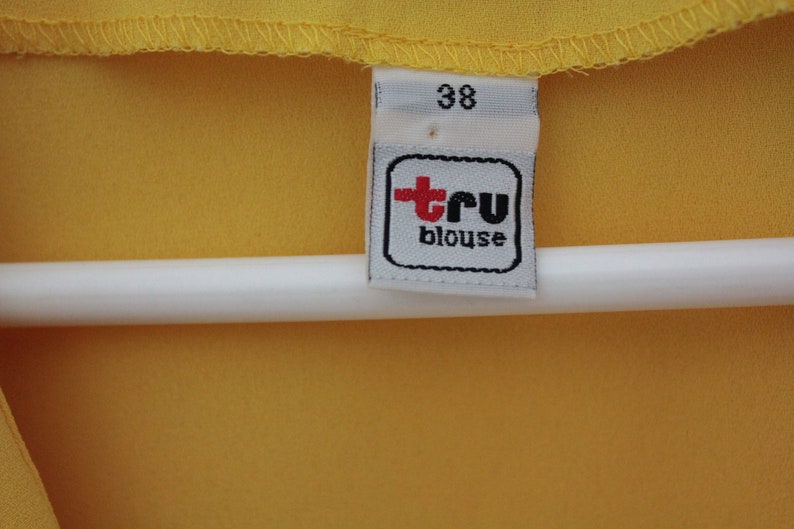 Vintage 80s Secretary Office Yellow Satin Front Tie Shirt Blouse Top size M