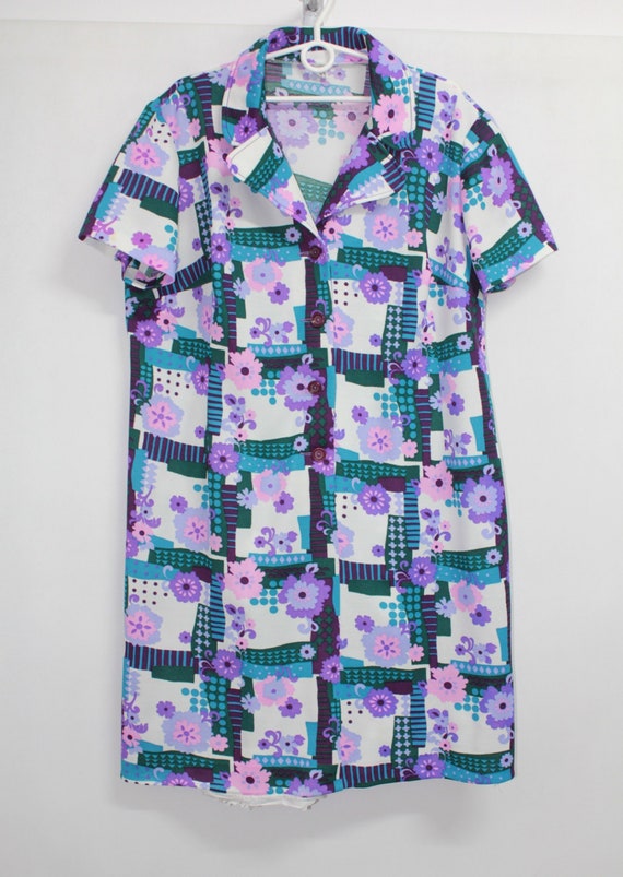 Vintage 80s Womens Floral Pattern Apron Pinafore D