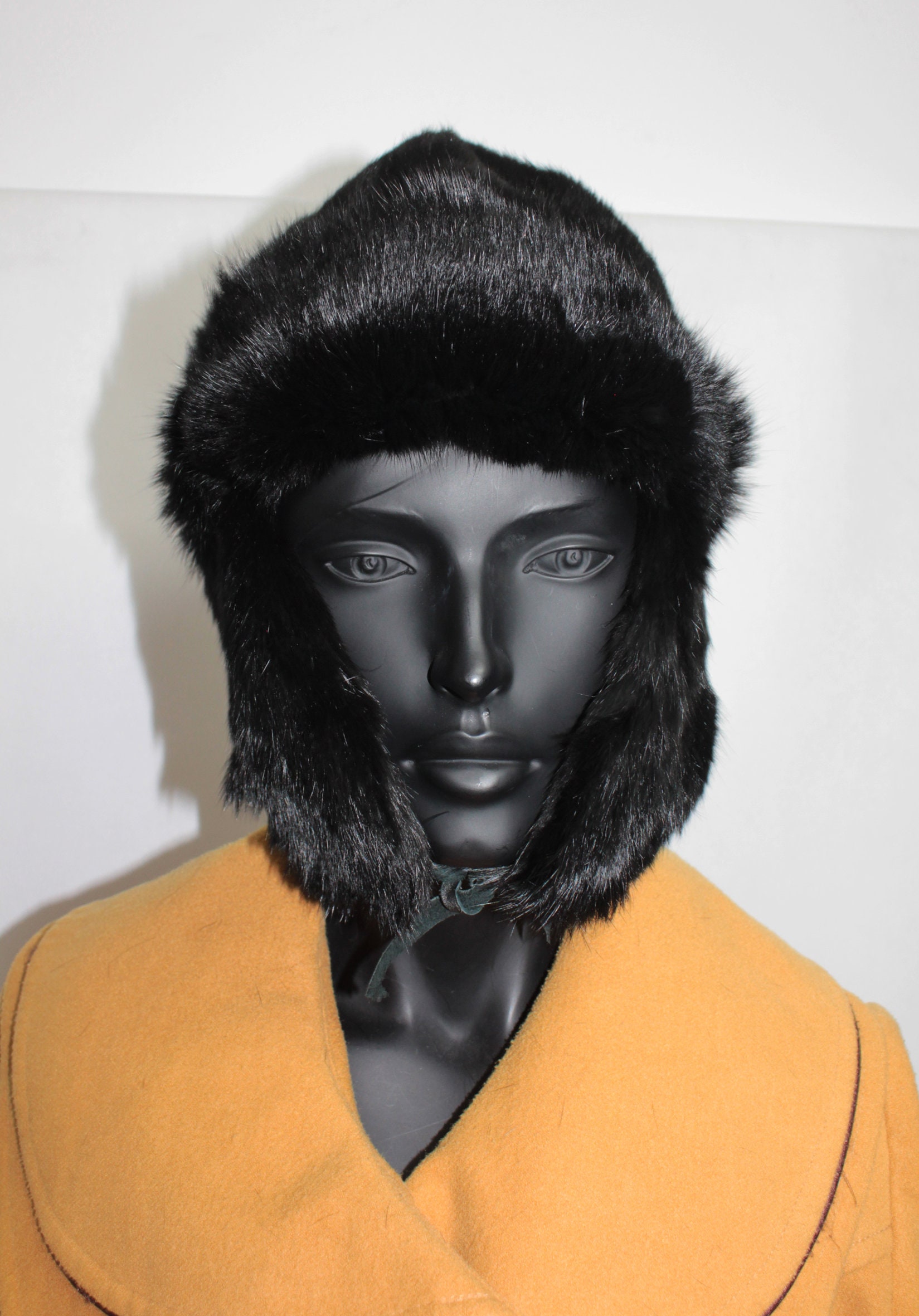 Vintage 70s Black Real Genuine Fur 