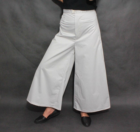 Vintage 90s Ultra Wide Leg Grey Culottes Trousers Pants Waist - Etsy