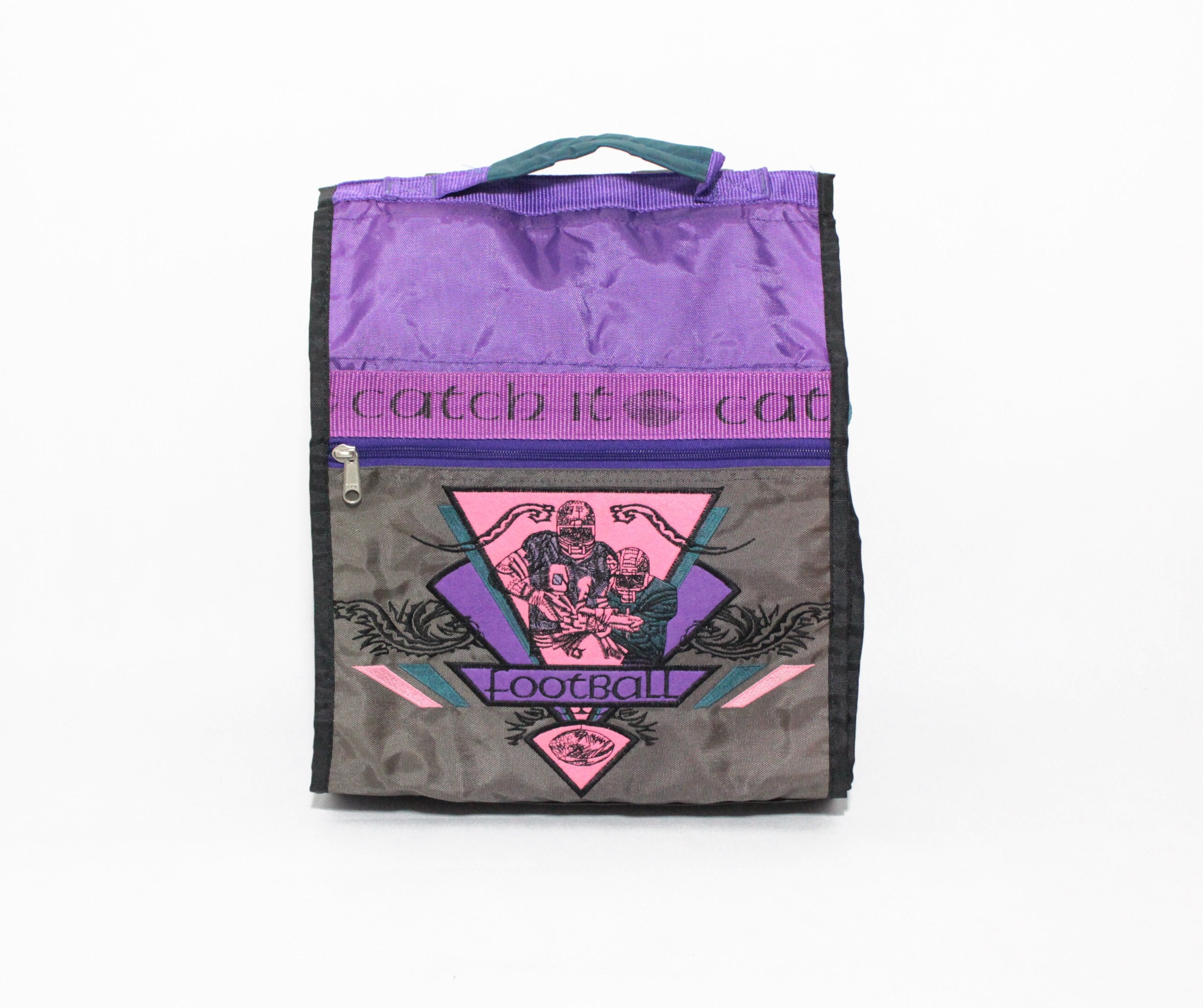 Mini M Pup Drawstring Bag in Color Splash Logo Leather Purple