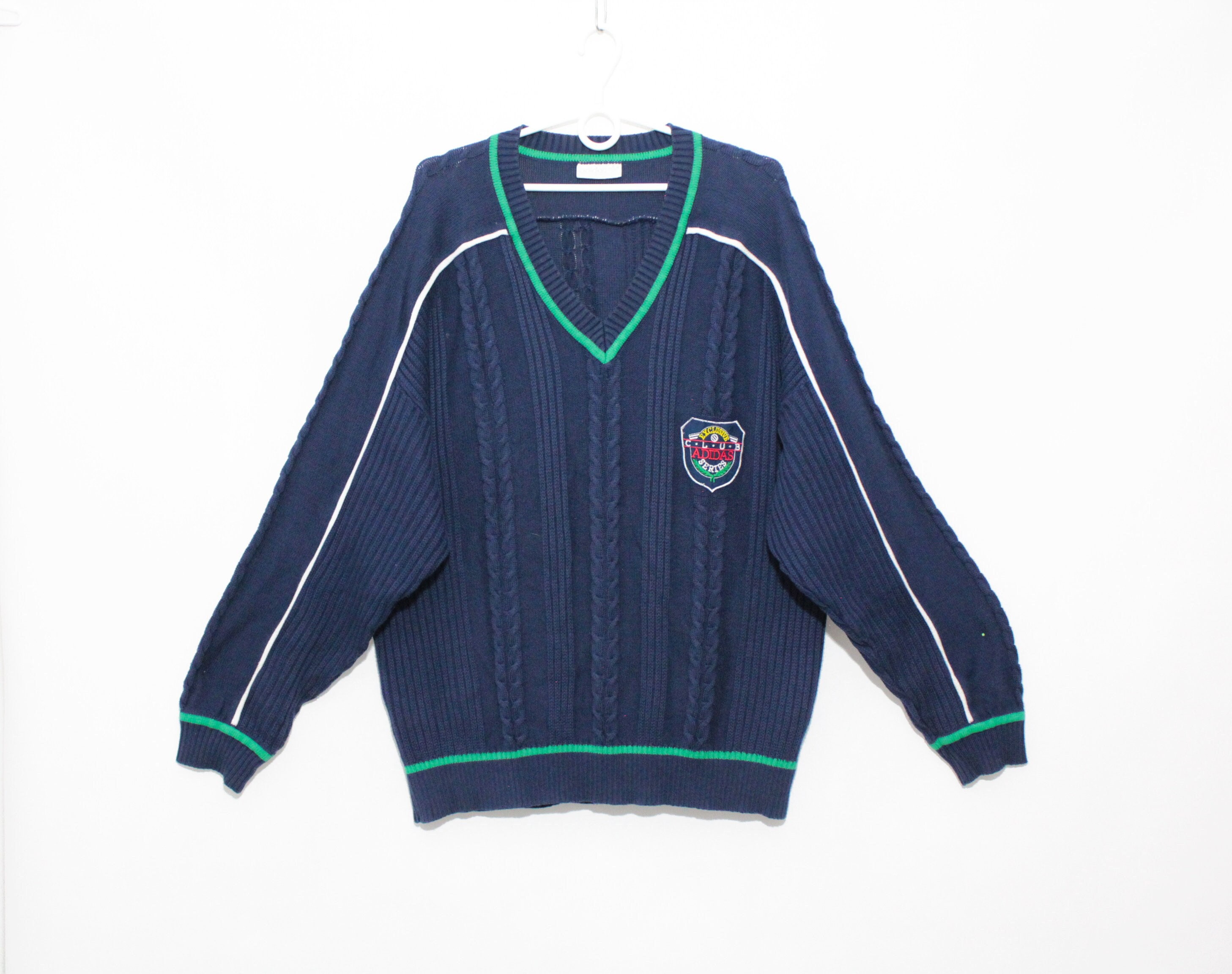 Vintage 80s V-neck cricket longline knit jumper sweater