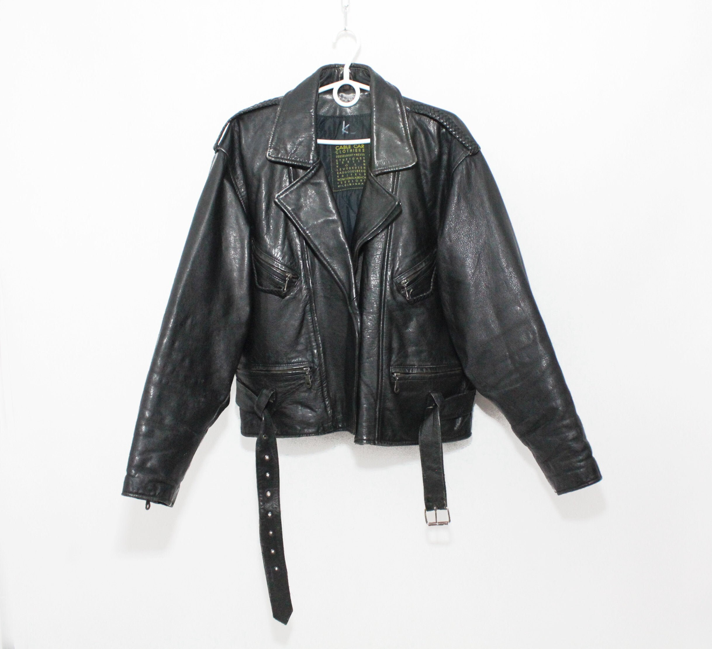 Vintage 80s Cable Car Clothiers Real Leather Black Biker - Etsy