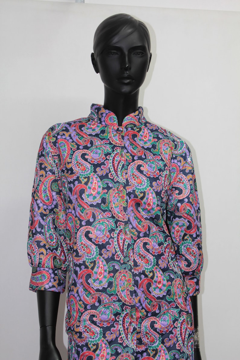 Vtg 70s Womens Floral Pattern Quilted Dressing-Gown Housecoat Nightgown Robe Bathrobe size M