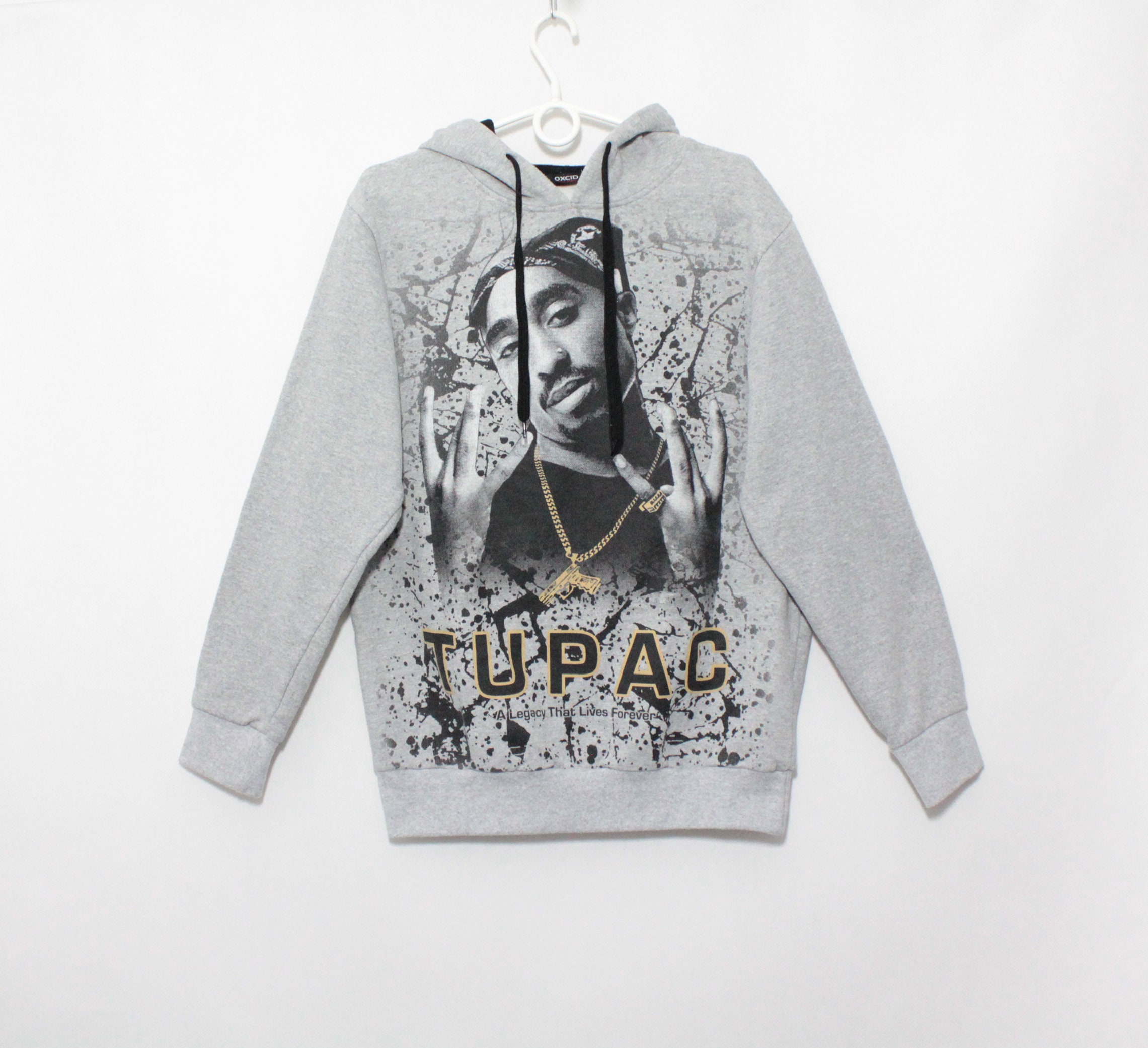 VintagePeriscope Vintage 2pac Tupac Shakur Makaveli Print Rap Hip Hop Hoodie Hooded Jumper Pullover Sweatshirt Sweater Size M