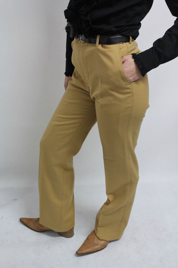 Vintage High Waisted Mustard Plain Yellow Trousers