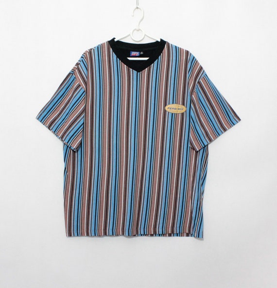 Vintage 90s PEPSI MAX Stiped V Neck T 