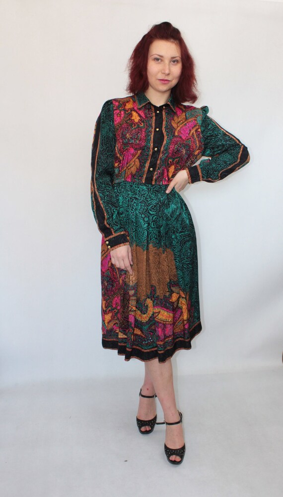 Vintage 80s Womens Hippie Abstract Pattern Colorfu
