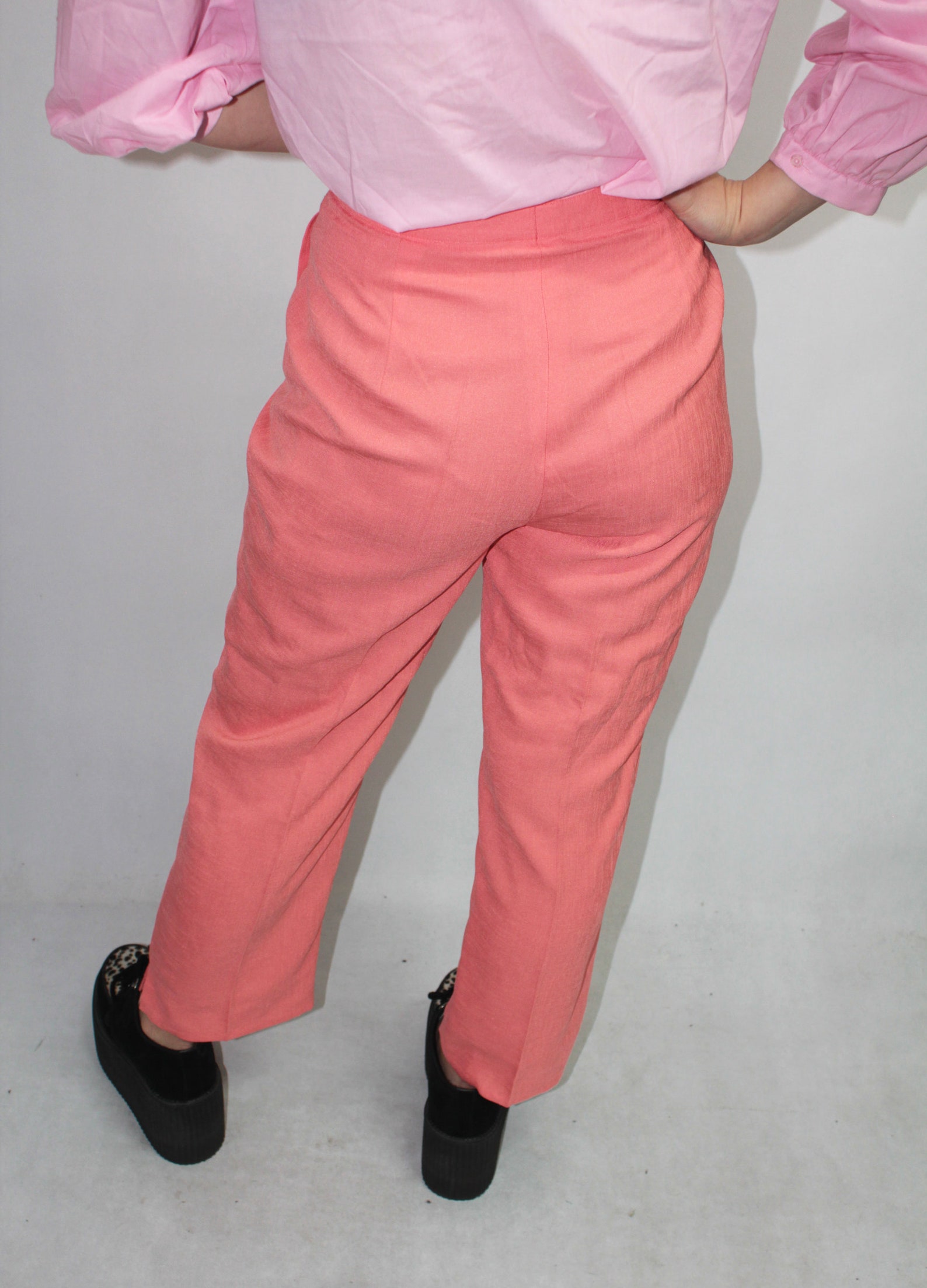 Vtg 90s High Waisted Salmon Pink Pleated Pegged Trousers Pants | Etsy