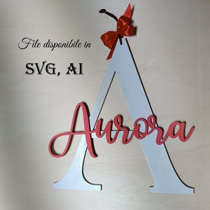File Digitale Lettera con Nome per macchine di taglio, cnc, cricut, vettoriale in digitale scaricabile, taglio laser ed incisione