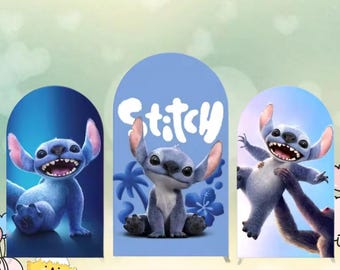 Lilo & Stitch Arch Backdrop Cover, Double Sided, Birthday Party Decor