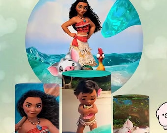 Fondo redondo de princesa Moana: fiesta de cumpleaños de niñas, baby shower
