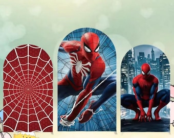 Spiderman Arch Backdrop Cover, Double Sided, Birthday Party Decor