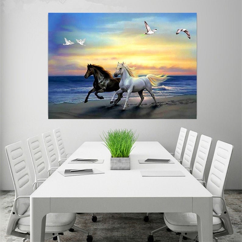 White Running Horse 5D DIY Diamond Painting Kit Full Drill Stick to Paint  Home Decor Cross-stitch Mosaic Wall Painting Christmas Gifts 