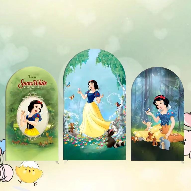 Décoration De Fête : Toile De Fond Ronde Princesse Blanche-Neige Pour Anniversaire Fille