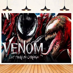 Venom Feliz Aniversário Cenário Festa Fotografia Fundo Recém-nascido Vinil Impressão Cenário Aniversário Cartaz Banner Foto Adereços