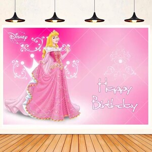 Sleeping Beauty Birthday Backdrop: Pink Princess Aurora Party Decor