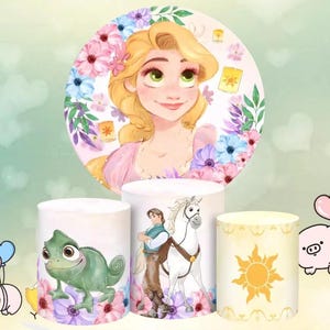 Rapunzel Birthday Party Backdrop Cylinder Cover - Princess Theme