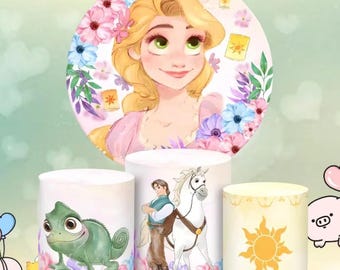 Rapunzel Birthday Party Backdrop Cylinder Cover - Princess Theme