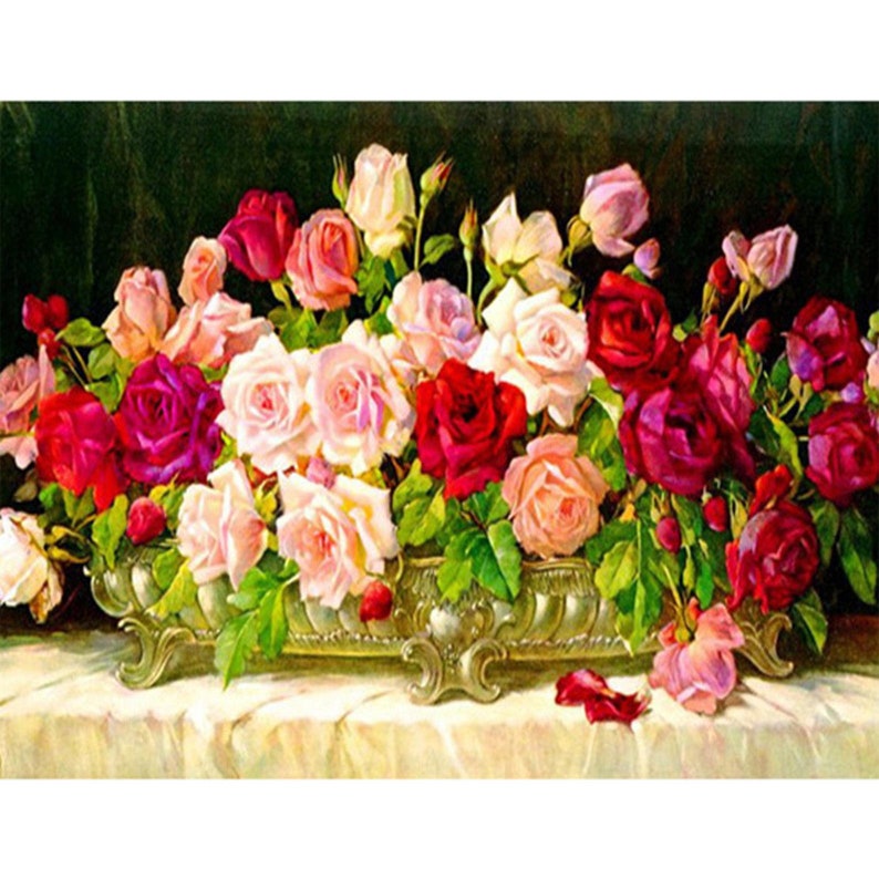 Flowers Colorful Roses 5D Diamond Painting  Embroidery Living Ro