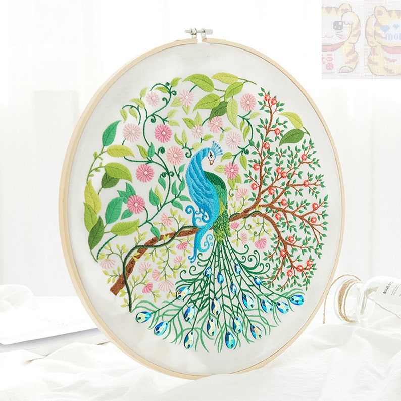 DIY Embroidery Kit Peacockmodern Needlework Kit DIY Kit Etsy