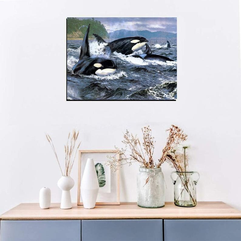 Cute Swimming Whales 5D Diamond Painting Embroidery Living - Etsy