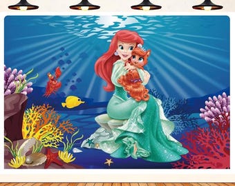 Ariel Princess Vinyl Backdrop, Under the Sea Party Photography