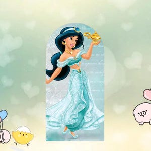 Princesa Jasmine Lâmpada de Aladdin Arco Cenário Dupla Capa Lateral Fundo de Desenho Animado Chá de Bebê Aniversário Infantil Decoração de Festa Elástica Personalizada