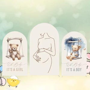 Baby Bear Arch Backdrop Cover, Gender Reveal, Birthday Party Decor