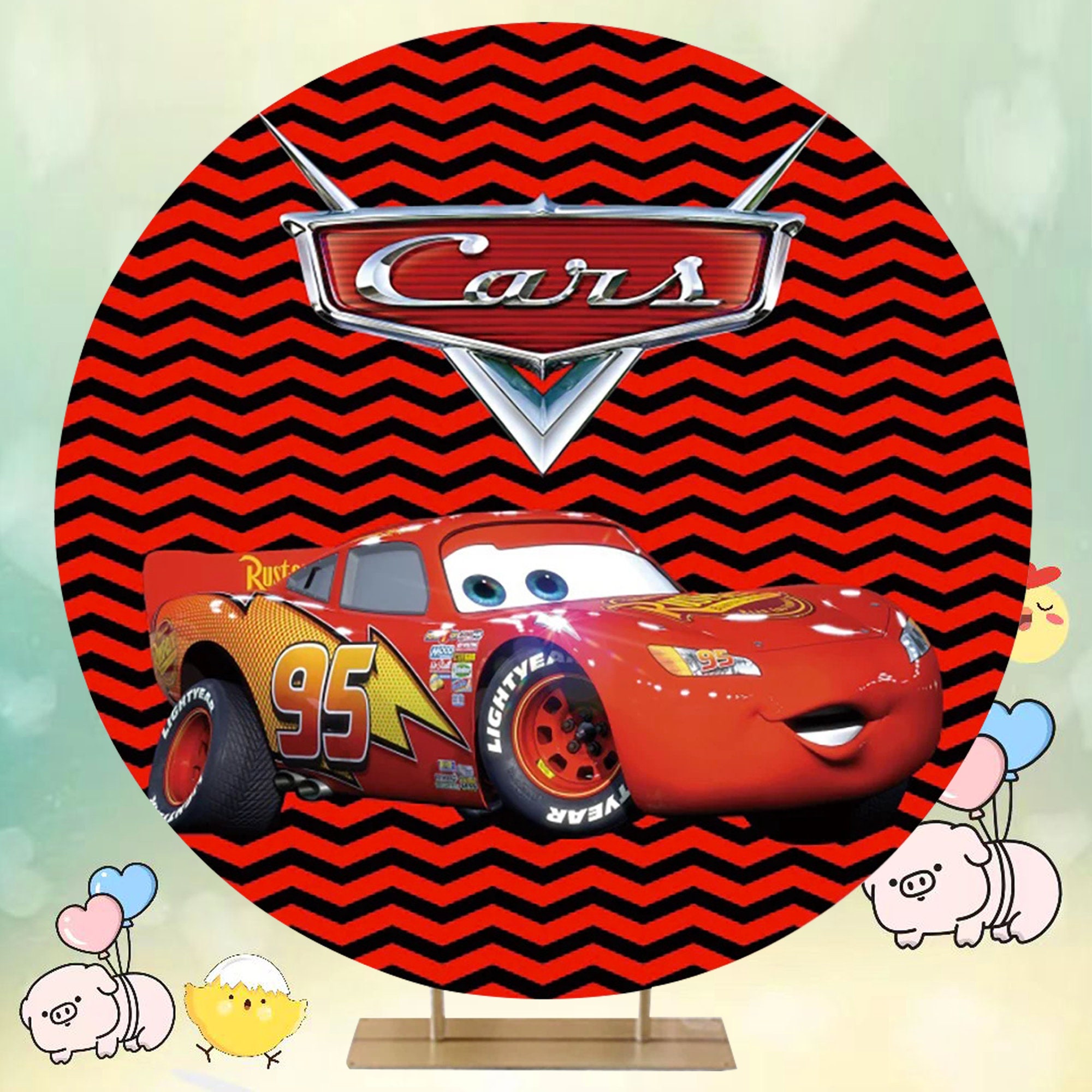 Cars Round Backdrop Cover: Macqueen Birthday Party Photo Prop - Etsy