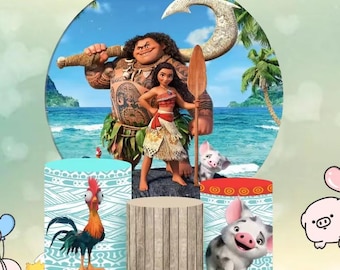 Fondo para fiesta de cumpleaños de Moana: Decoración para fotomatón con temática de océano de verano
