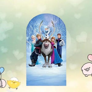 Disney Frozen Arch Backdrop Elsa Princess Double Side Cover Kids Girls Birthday Decor Custom Background For Baby Shower Event Props