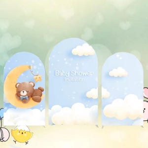 Custom Bear Arch Backdrop: Double-Sided Birthday Party Photo Booth Cover