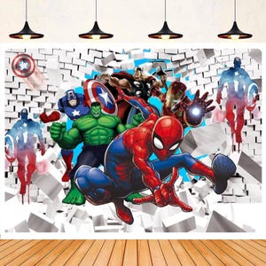 The Avengers Hintergrund Happy Birthday Party Fotografie Hintergrund Neugeborene Vinyl Druck Backdrop Jungen Geburtstag Poster Banner Foto Requisiten