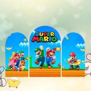 Super Mario Arch Backdrop Double Side Cover Boy Birthday Party Decor Baby Shower Disney Cartoon Foto Hintergrund Chiara Banner