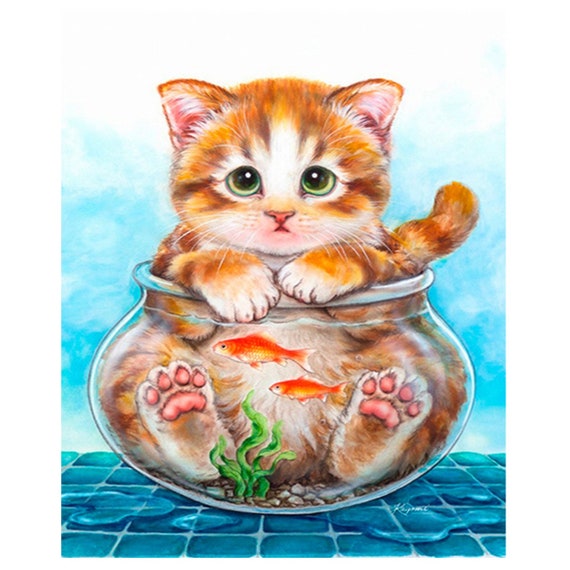 Watercolor Cartoon Cat Diamond Painting Kits Square Drill Cross Stitch  Pictures Wall Art Decor