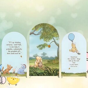 Winnie The Pooh Arch Backdrop Double Side Cover Disney Cartoon Background Baby Shower Girl Children Birthday Customized Elastic Party Decor