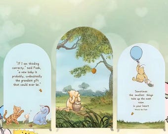 Kubuś Puchatek Arch Backdrop Dwustronna okładka Disney Cartoon Tło Baby Shower Dziewczynka Dzieci Urodziny Dostosowane Elastyczne Dekoracje Imprezowe