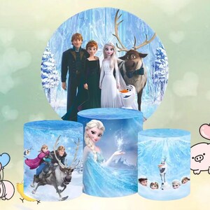 Disney Frost Bakgrund: Elsa, Anna, Olaf Födelsedagsfestdekorationer