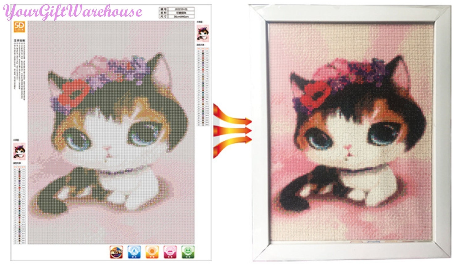 lystmrge Diamond Painting Stickers for Kids Diamond Painting Kits Flowers  Diamond Painting Light Kit Cat and Tiger DIY 5D Diamond Embroidery Painting  Cross Stitch Home Decor Craft 