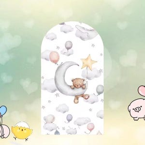 Baby Bear Moon Arch Backdrop Cover, Custom Birthday Shower Decor