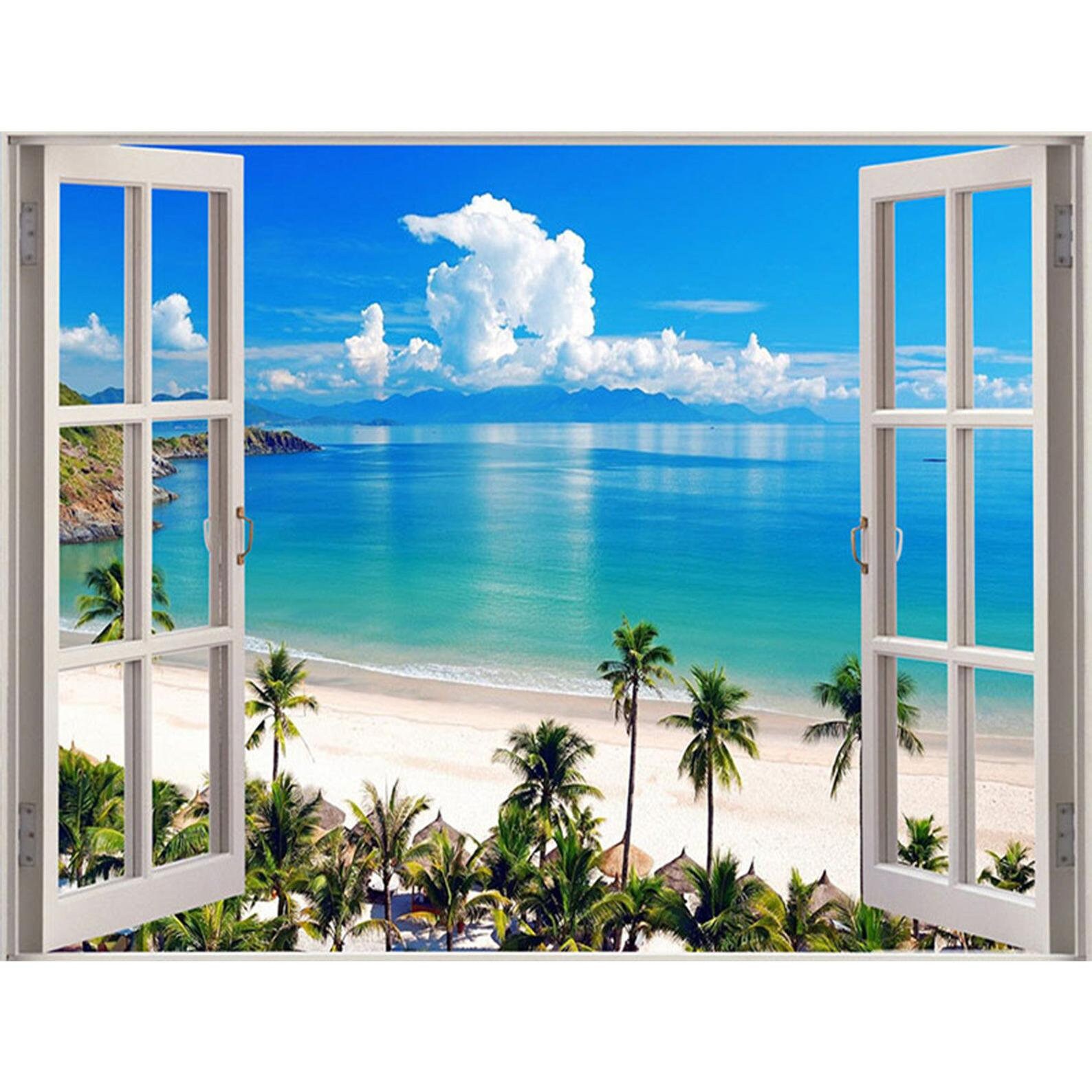 selbstklebendes Fensterbild mit Seesternen am Strand