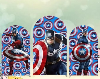 Captain America Arch Backdrop: Superhero Birthday Party Decoration
