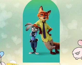 Zootopia Bogen Backdrop: Judy und Nick Geburtstagsparty Dekoration