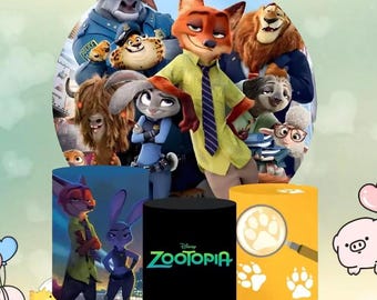 Zootopia Geburtstagshintergrund: Judy und Nick, elastischer Stoffbezug
