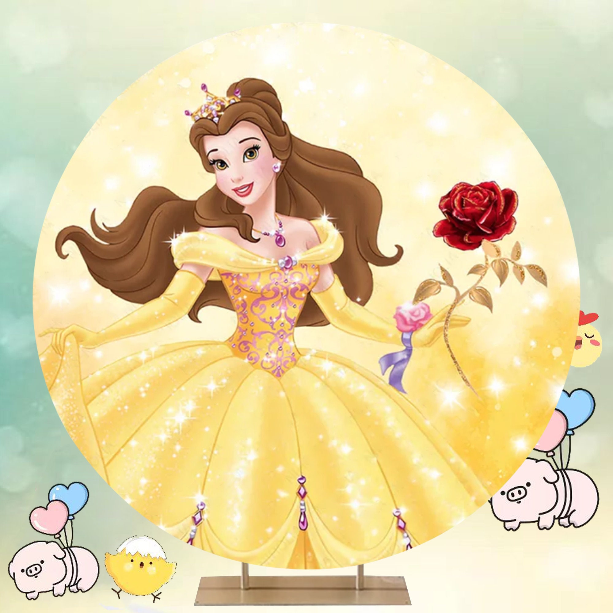 Princess Belle Circle Backdrop UK