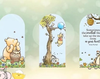 Winnie The Pooh Arch Backdrop Cover, Elastic Party Decor