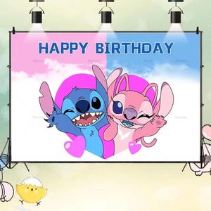 Lilo & Stitch Backdrop Happy Birthday Party Photography Background Kids Newborn Vinyl Printing Backdrop Disney Theme Banner