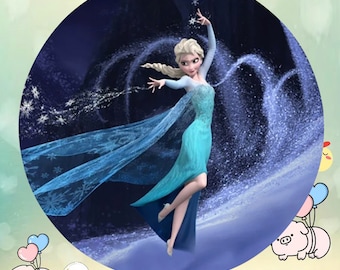 Fondo de cumpleaños de Frozen: Fiesta de princesas Elsa y Anna, País de las Maravillas Invernal